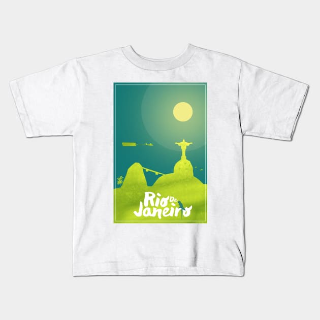 Rio De Janeiro - Artdeco Snow Globe (Vertical Version) Kids T-Shirt by Lumos19Studio